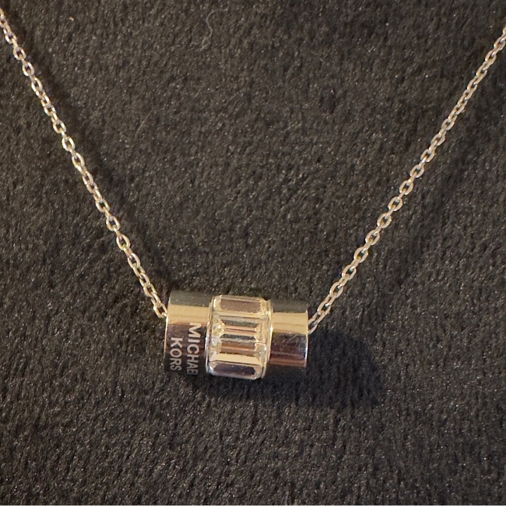 Michael Kors silver Necklace with Barrel Pendant